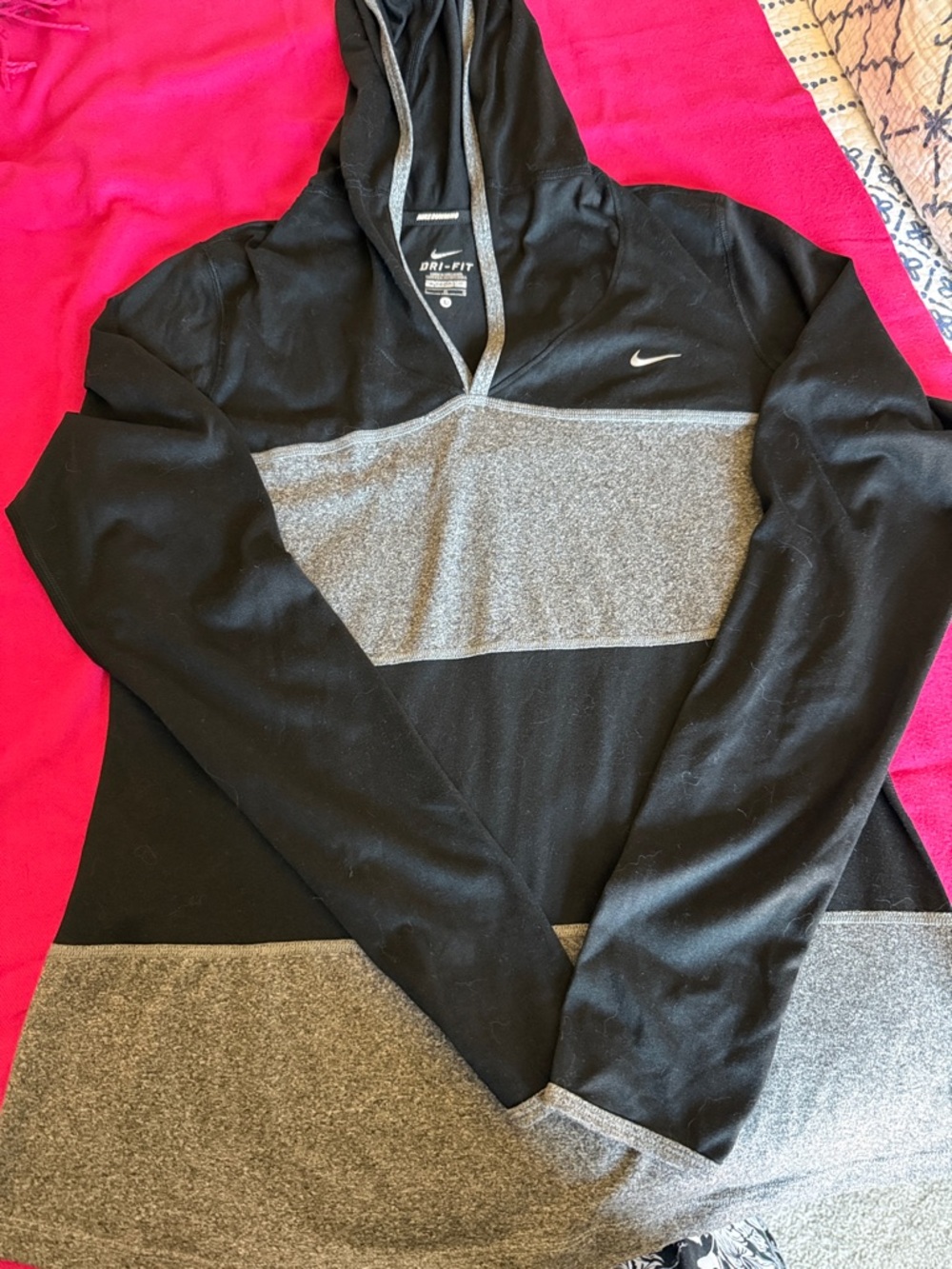 Nike Black & Gray Dri-FIT Zip-Up Hooded Sweater